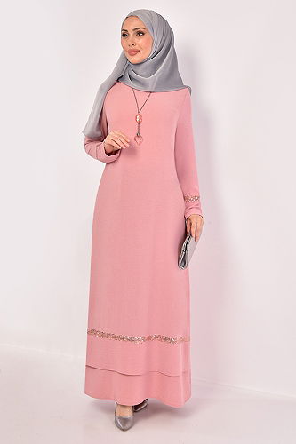 moda selvim Dress ASM2579-M Dark Powder - Thumbnail