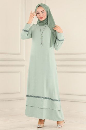moda selvim Dress ASM2579 Sea Green - Thumbnail