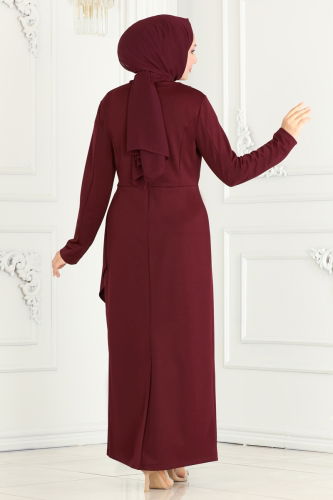 moda selvim DRESS ASM2580 Burgundy - Thumbnail