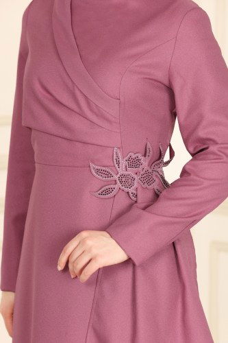 moda selvim ASM2580 الزهري غامق فستان - Thumbnail