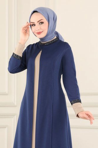 moda selvim ASM2581 ياقوتي فستان - Thumbnail