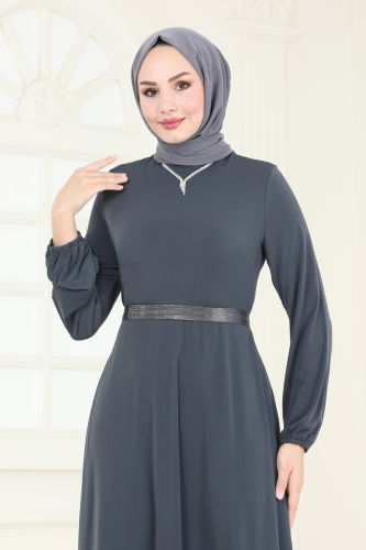 moda selvim Dress ASM2582 Anthracite - Thumbnail