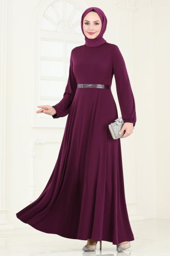 moda selvim Dress ASM2582 Damson - Thumbnail