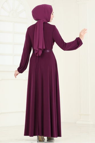 moda selvim Dress ASM2582 Damson - Thumbnail