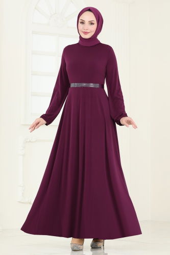 moda selvim Dress ASM2582 Damson - Thumbnail