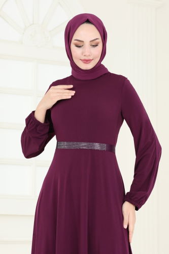 moda selvim Dress ASM2582 Damson - Thumbnail