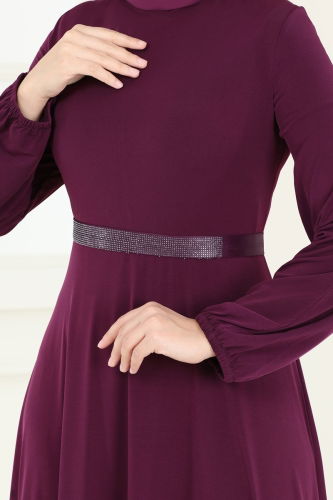 moda selvim Dress ASM2582 Damson - Thumbnail