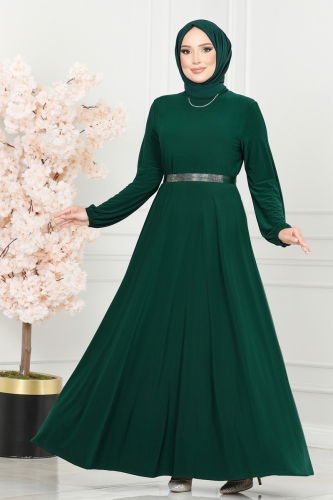 moda selvim Dress ASM2582 Emerald - Thumbnail