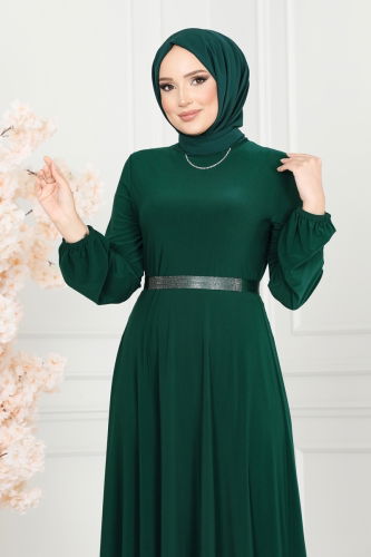 moda selvim Dress ASM2582 Emerald - Thumbnail