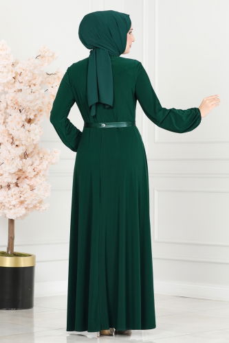 moda selvim Dress ASM2582 Emerald - Thumbnail