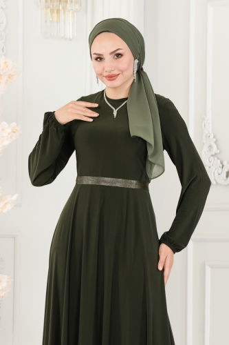 moda selvim Dress ASM2582 Khaki - Thumbnail