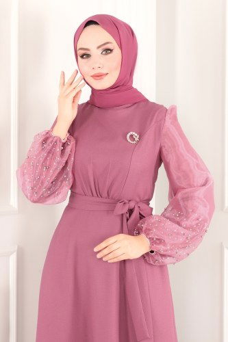 moda selvim Dress ASM2588 Dried Rose - Thumbnail