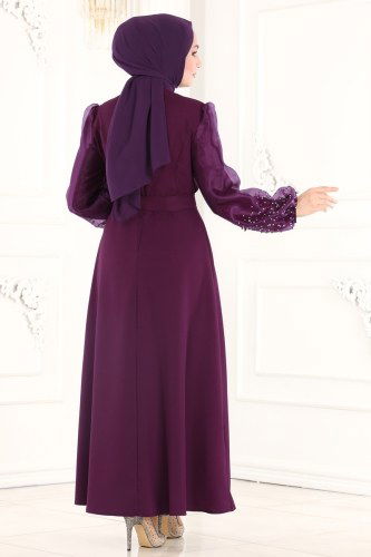 moda selvim Dress ASM2588 Purple - Thumbnail