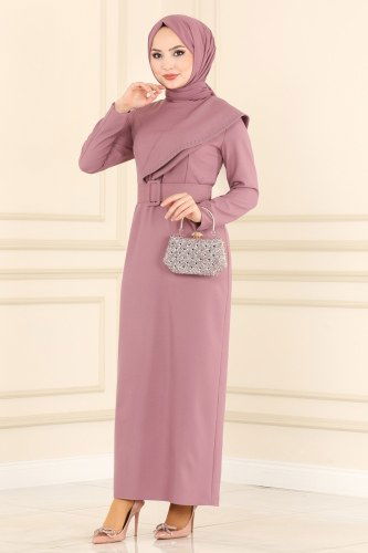 moda selvim Dress ASM2589 Dried Rose - Thumbnail