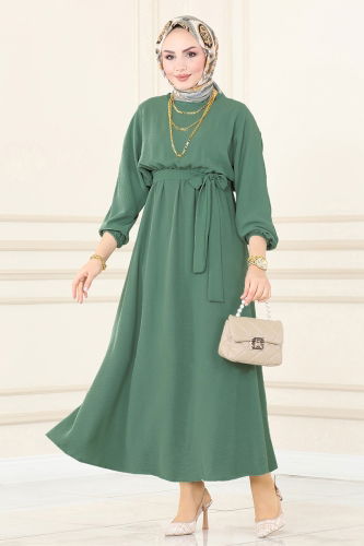 moda selvim Dress ASM2590 Almond Green - Thumbnail