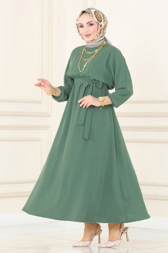 moda selvim Dress ASM2590 Almond Green - Thumbnail