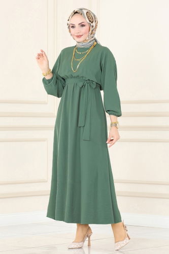 moda selvim Dress ASM2590 Almond Green - Thumbnail