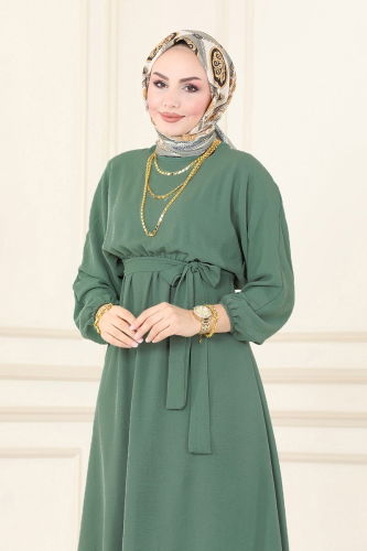 moda selvim Dress ASM2590 Almond Green - Thumbnail