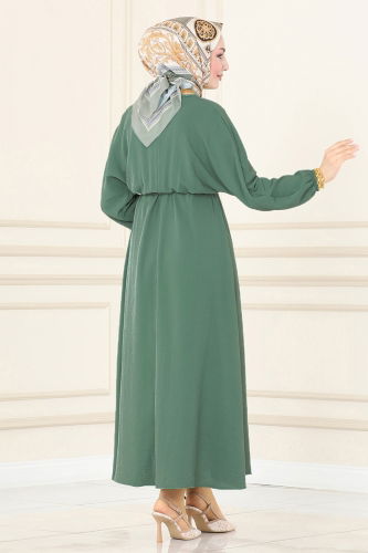 moda selvim Dress ASM2590 Almond Green - Thumbnail