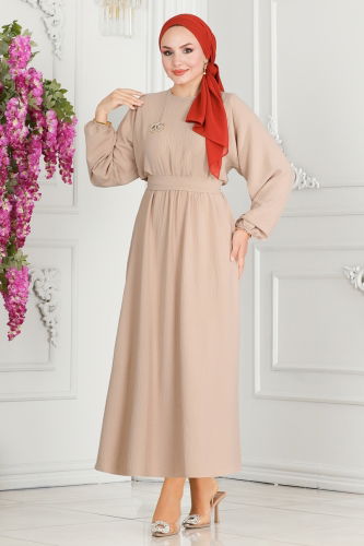 moda selvim DRESS ASM2590 Beige - Thumbnail