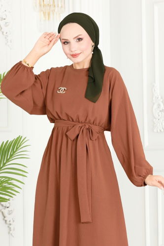 moda selvim Dress ASM2590 Tan - Thumbnail