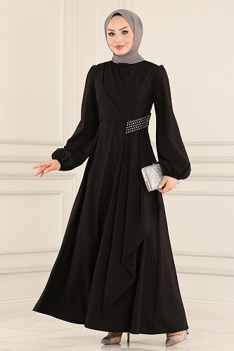 moda selvim الفستان أسود ASM2597 - Thumbnail