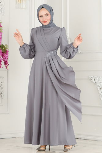 moda selvim Dress ASM2597 Gray - Thumbnail