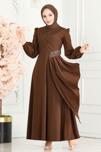 moda selvim Dress ASM2597 Light Brown - Thumbnail