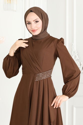 moda selvim Dress ASM2597 Light Brown - Thumbnail