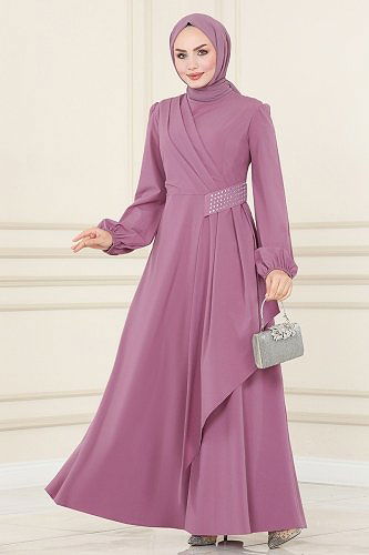 moda selvim Dress ASM2597 Lilac - Thumbnail