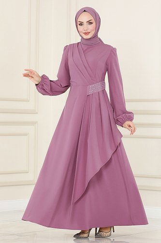 moda selvim Dress ASM2597 Lilac - Thumbnail