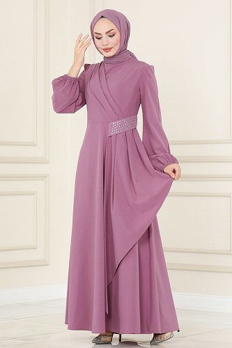moda selvim Dress ASM2597 Lilac - Thumbnail