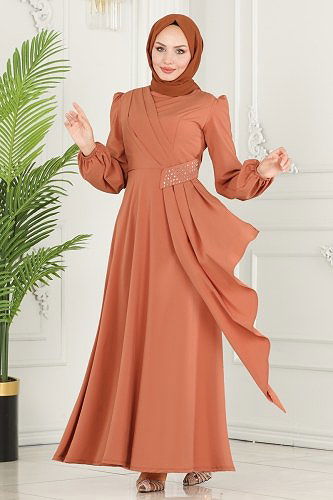 moda selvim Dress ASM2597 Salmon - Thumbnail