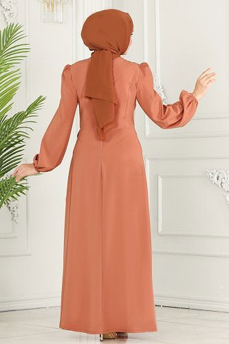 moda selvim Dress ASM2597 Salmon - Thumbnail