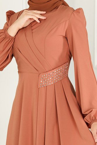 moda selvim ASM2597 مرجاني فستان - Thumbnail