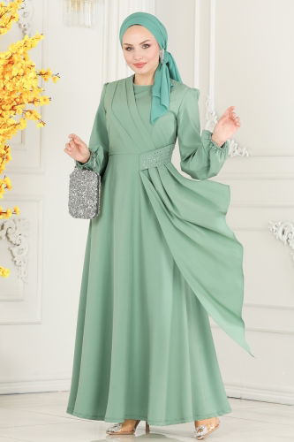 moda selvim Dress ASM2597 Soft Green - Thumbnail