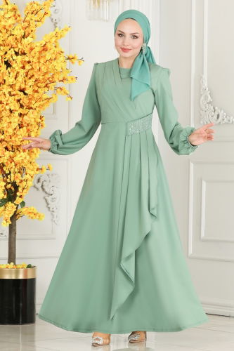 moda selvim Dress ASM2597 Soft Green - Thumbnail