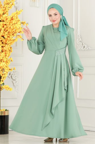 moda selvim Dress ASM2597 Soft Green - Thumbnail