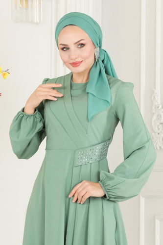 moda selvim Dress ASM2597 Soft Green - Thumbnail