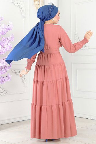 moda selvim Dress ASM2610 Light Rose Dried - Thumbnail