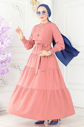 moda selvim Dress ASM2610 Light Rose Dried - Thumbnail