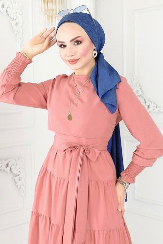 moda selvim Dress ASM2610 Light Rose Dried - Thumbnail