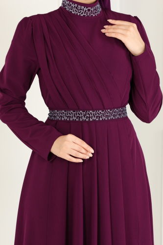 moda selvim Dress ASM2611 Damson - Thumbnail