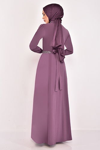 moda selvim Dress ASM2611-M Lilac - Thumbnail