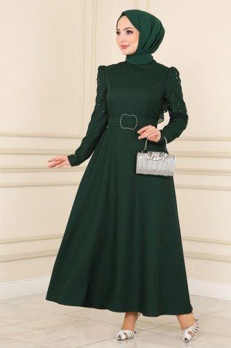 moda selvim Dress ASM2614 Emerald - Thumbnail