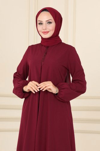 moda selvim Dress ASM2621 Claret Red - Thumbnail