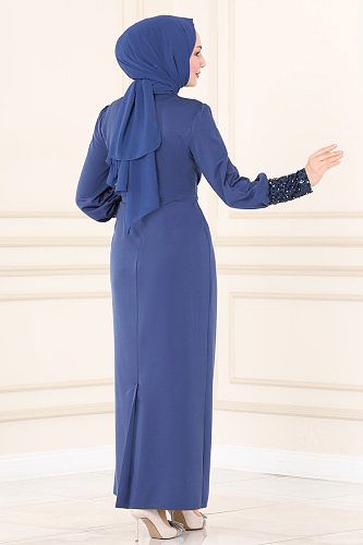 moda selvim Dress ASM2631 Indigo - Thumbnail