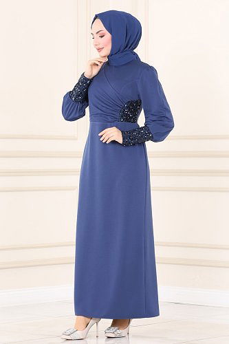 moda selvim ASM2631 ياقوتي فستان - Thumbnail