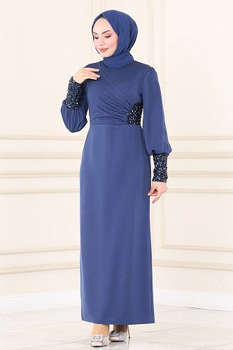 moda selvim ASM2631 ياقوتي فستان - Thumbnail