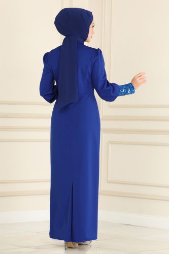 moda selvim Dress ASM2631 Saxon Blue - Thumbnail